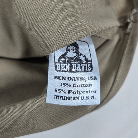 Vintage Made in USA Ben Davis Short Sleeve 1/2 Zip Khaki Short Shirt Size Large - Picture 7 of 9